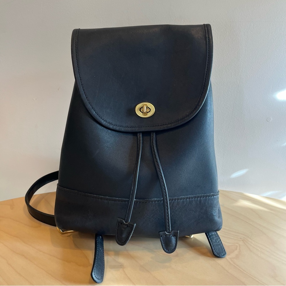 Coach Vintage Black Leather Daypack Backpack Large